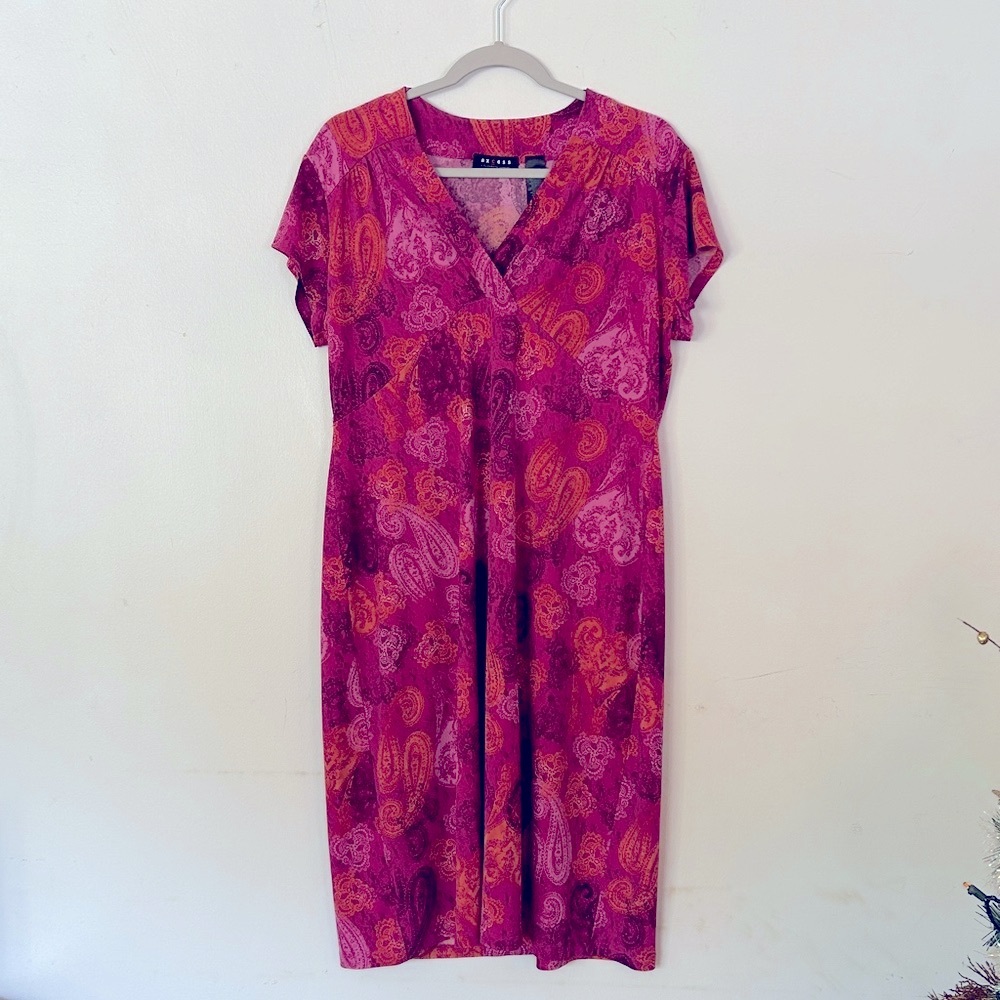 AXCESS Stretch Midi Dress Vibrant Colors Size XL